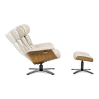 Jovan relaxfauteuil van echt leer van 31.5 met voetenbank