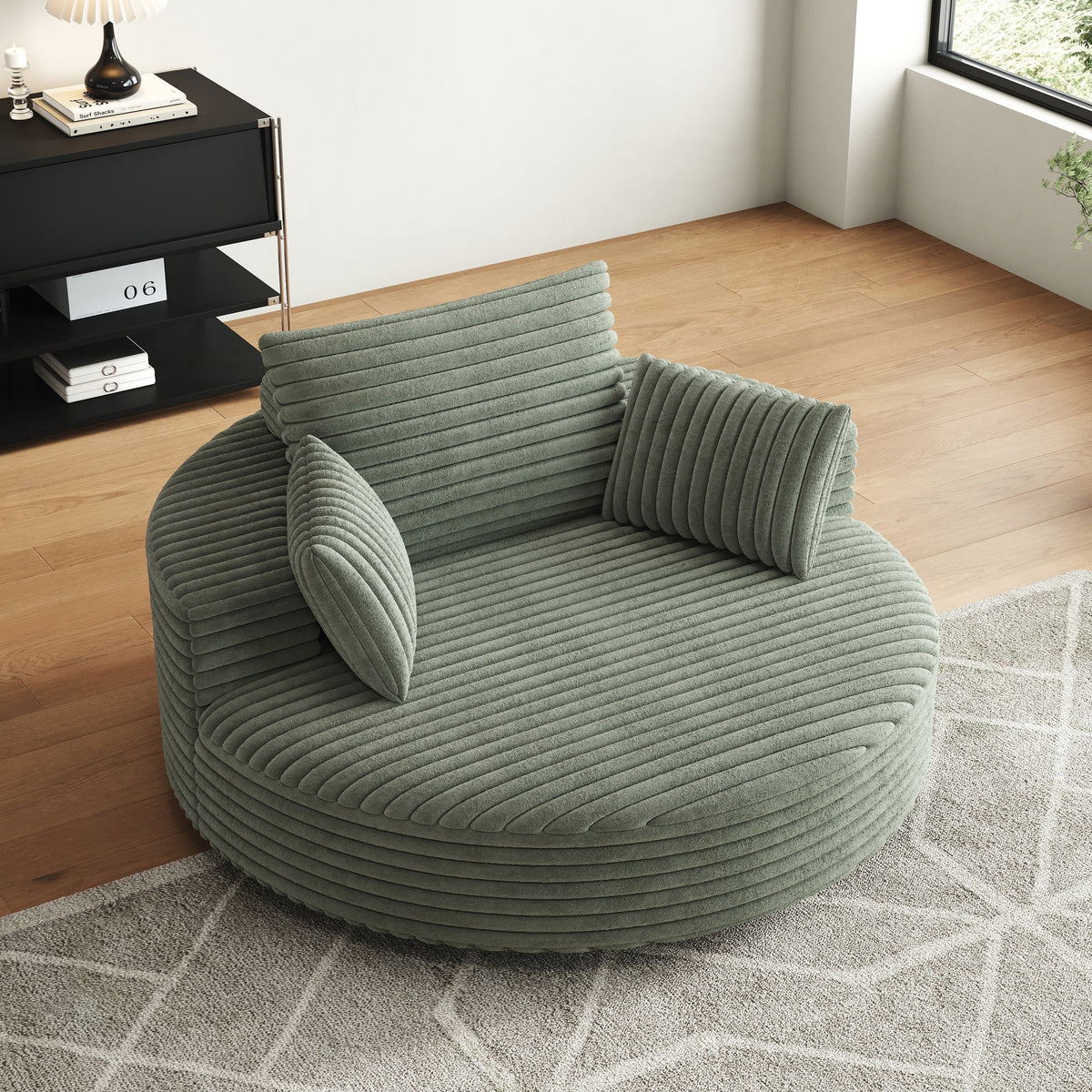 Draaifauteuil voor één persoon van corduroy, chenille en schuim