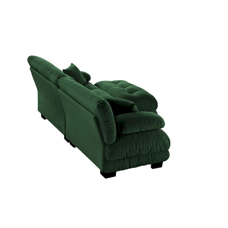 L-vormige loveseat, hoekbank van chenille met lendenkussens
