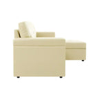 Canapé d’angle convertible et réversible avec lit escamotable, méridienne avec rangement dissimulé et pieds robustes
