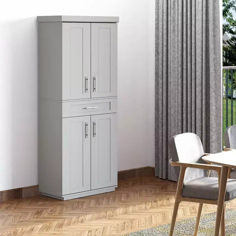 Moderner freistehender Küchenschrank mit Türen und Schublade, verstellbare Einlegeböden