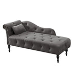 Moderne Chaiselongue, 60.6, mit Samtbezug, Knopfheftung, Beinen aus Massivholz und Ziernägeln