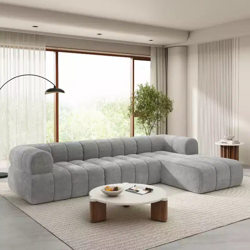 Nowoczesna narożna sofa segmentowa w kształcie litery L Christopher Knight Home Keri 122 z pianką o wysokiej gęstości i niskim oparciem