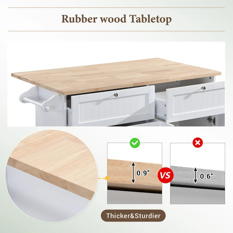 TOPMAX keukeneilandset met uitklapbaar blad en 2 zitplaatsen, eettafelset met verstelbare plank, laden en handdoekrek