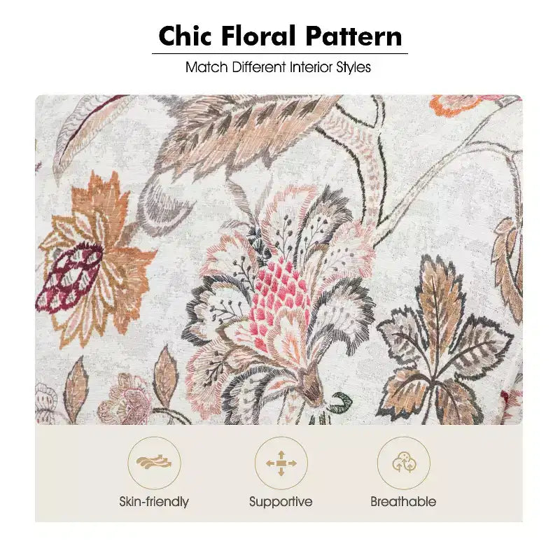 Araceli traditionele houten fauteuil met bloemenstof, hoge rugleuning met vleugels en siernagels| ART OF LIVING DESIGNS