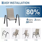 Patio Chairs,Outdoor Stackable Dining Chairs Set of 4/6 All Weather Lightweight Textilene Outdoor Chair Sets with Armrests for Backyard,Pool Deck