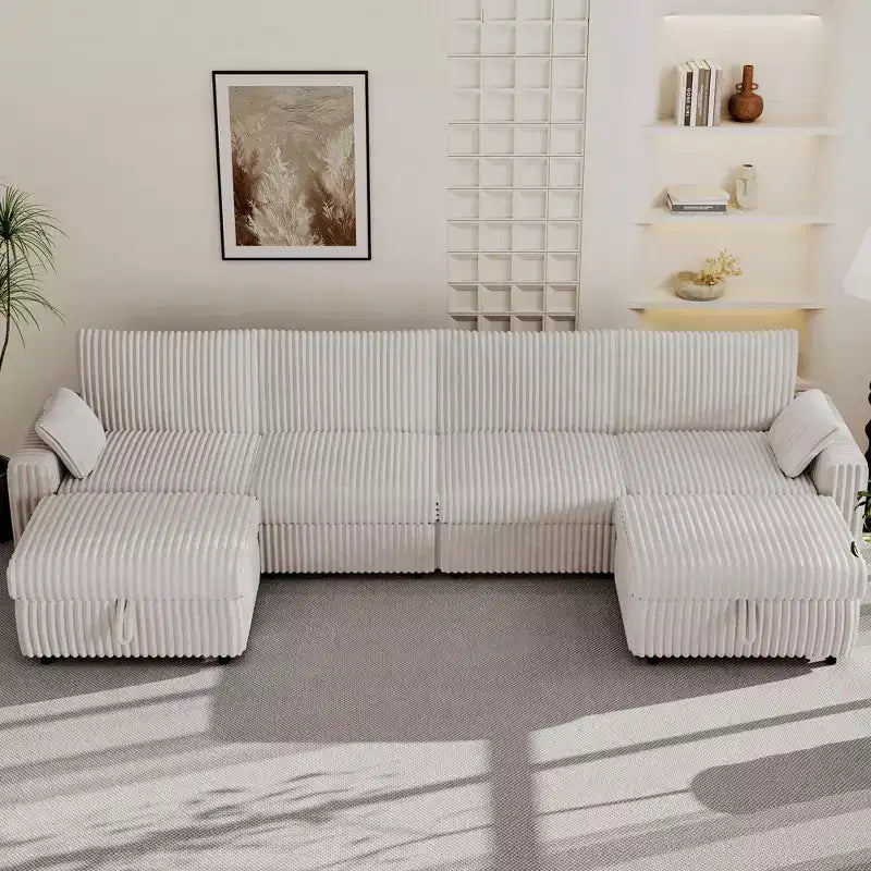 Dyonery modulaire hoekbank van ribfluweel met afneembare, wasbare hoezen