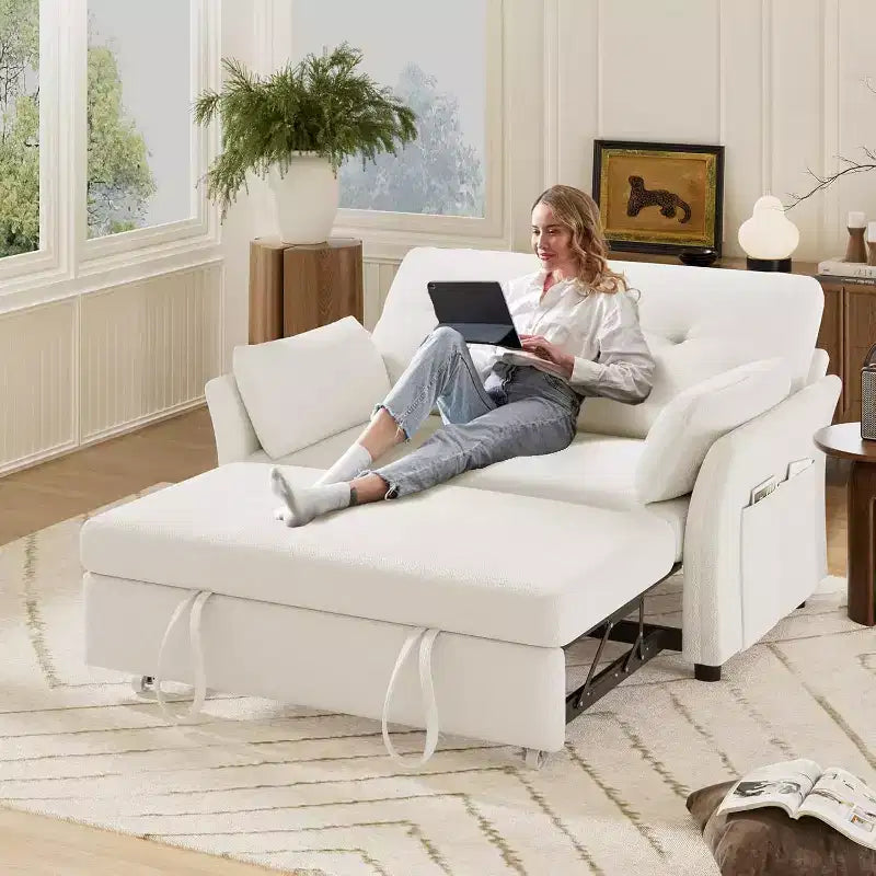 Dyonery 3-in-1-Schlafsofa, ausziehbares Schlafsofa mit Seitentasche und verstellbarer Rückenlehne, werkzeugloser Aufbau, klappbares Zweisitzersofa