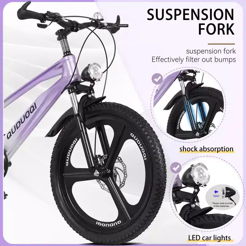 NAYSAYE mountainbike voor kinderen van 20 inch met 7 versnellingen en frame van magnesiumlegering, voor jongens en meisjes van 8-12 jaar, 57.09*21.65*29.92