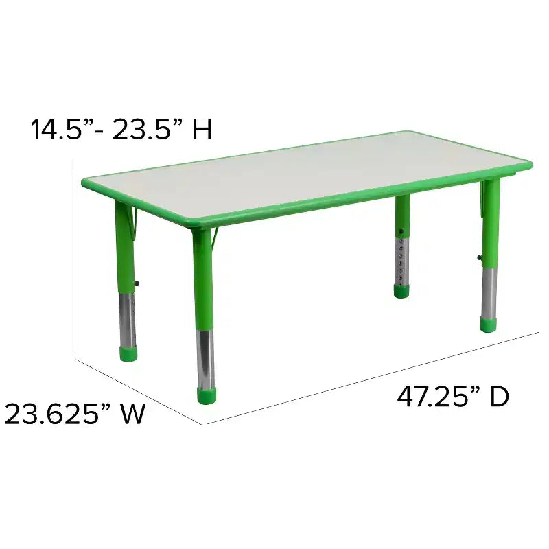 Prostokątny zestaw stołu do zabawy z regulowaną wysokością i 6 krzesłami Emma and Oliver, z tworzywa sztucznego, 23.625W x 47.25L