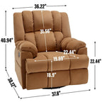 Fauteuil inclinable manuel vert surdimensionné avec fonction pivotante et à bascule, revêtement en tissu