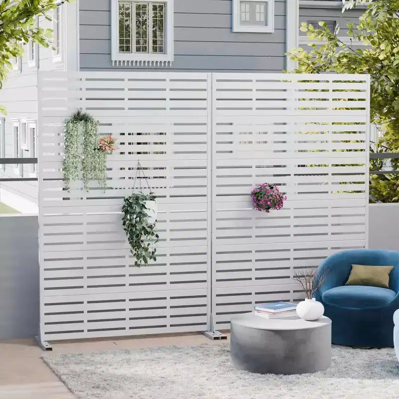 MAYEERTY 72x47 wit, natuurlijk privacyscherm voor buiten, set van 6 natuurlijke vouwschermen voor de achtertuin en tuin
