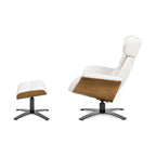 Jovan relaxfauteuil van echt leer van 31.5 met voetenbank