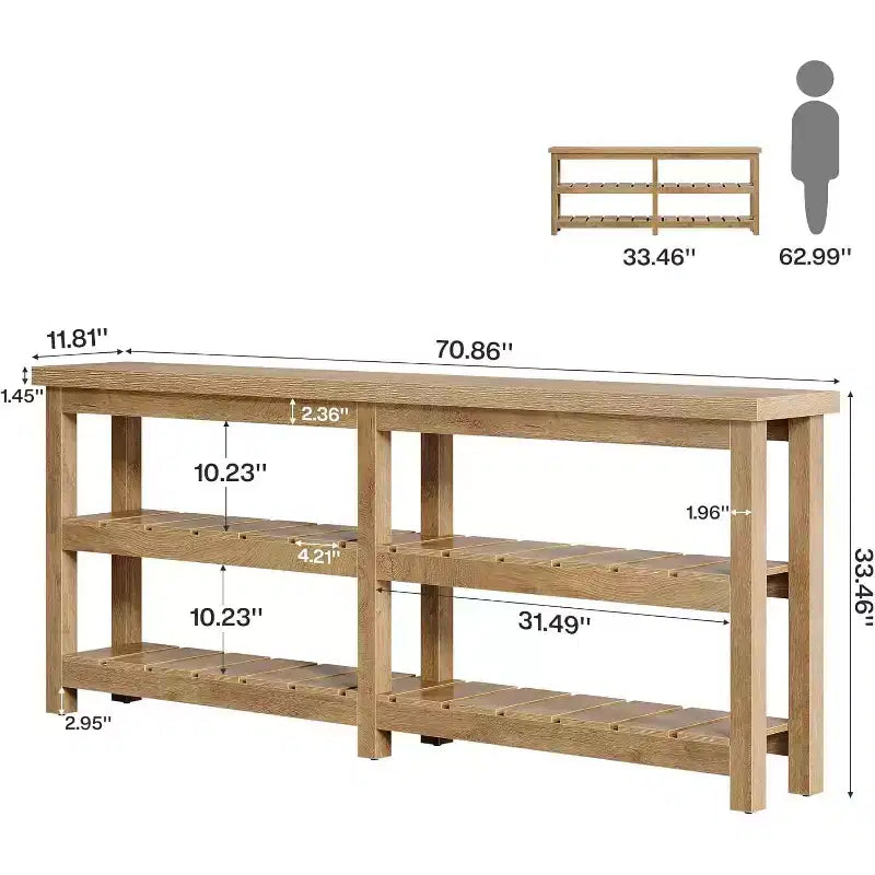 Tribesigns Konsolentisch, extra lang, 70.86, im Landhausstil, 3-stufiger Flurtisch, Holztisch hinter dem Sofa für Wohnzimmer, Flur und Eingangsbereich