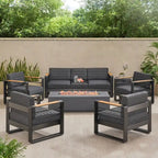 Giovanna Outdoor-Sitzgruppe aus Aluminium für 7 Personen mit Feuerstelle von Christopher Knight Home