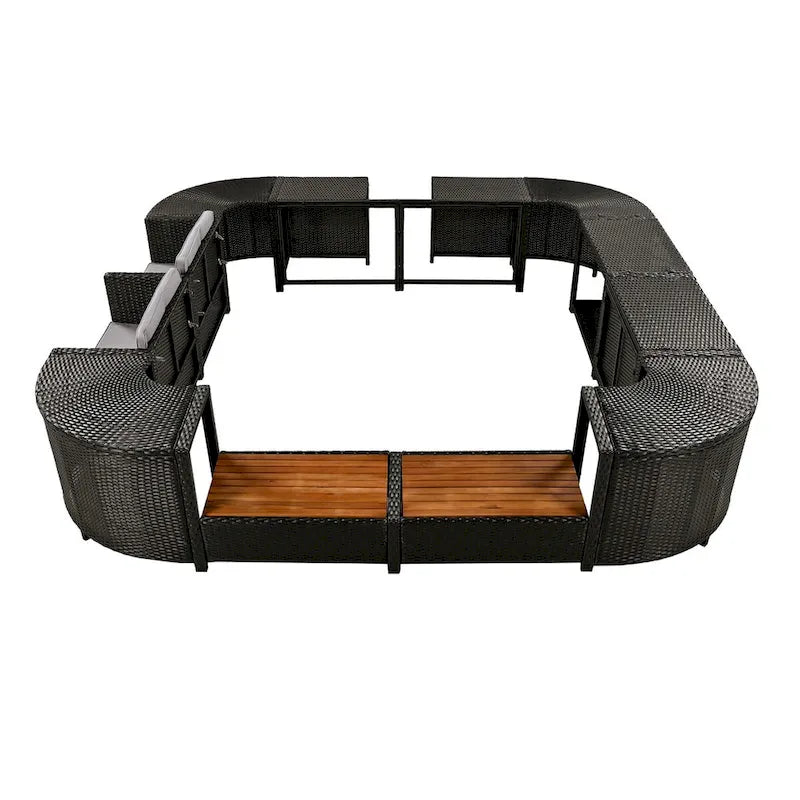 Spa Surround Spa-frame, vierkante modulaire loungeset voor buiten van rotan