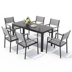 Ensemble de salle à manger d'extérieur en aluminium de 5/7 pièces, avec chaises empilables et table extensible