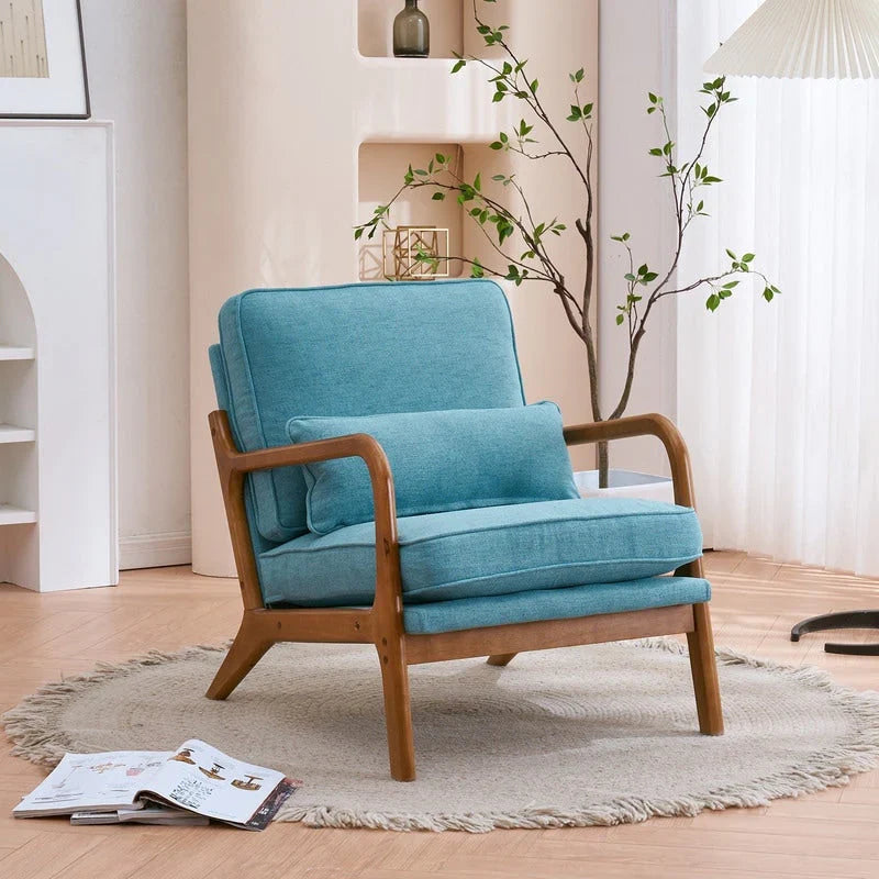 Tapicerowany fotel akcentowy w stylu mid-century modern