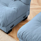 L-vormige loveseat, hoekbank van chenille met lendenkussens