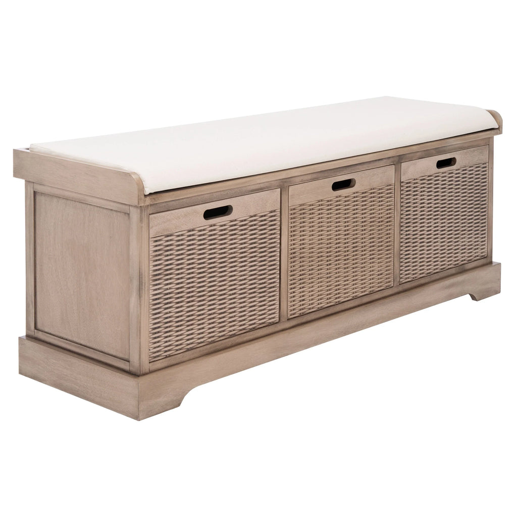 Banc de rangement SAFAVIEH Fiorello avec coussin et 3 tiroirs - 47.3 W x 15 L x 19 H - 47Wx15Dx19H