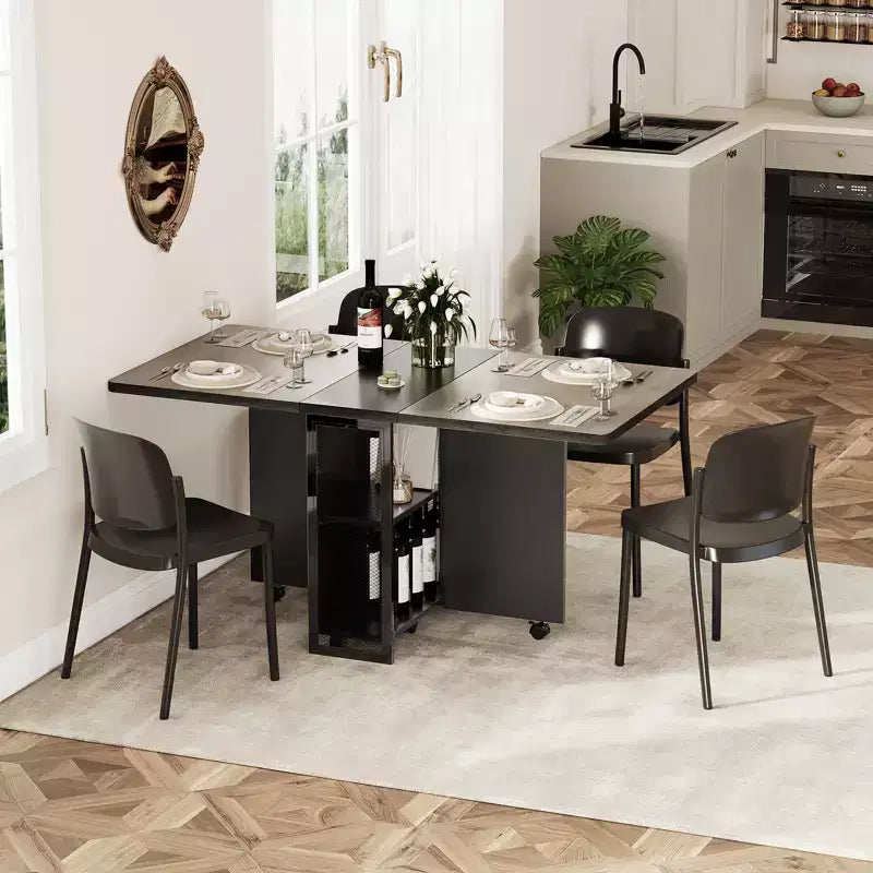 Table de salle à manger pliante pour cuisine, gain de place, extensible à abattants avec 6 roulettes, pour petit espace