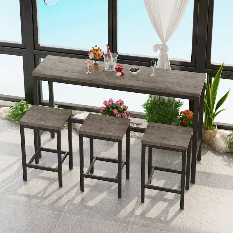 Bartisch-Set mit 3 Hockern