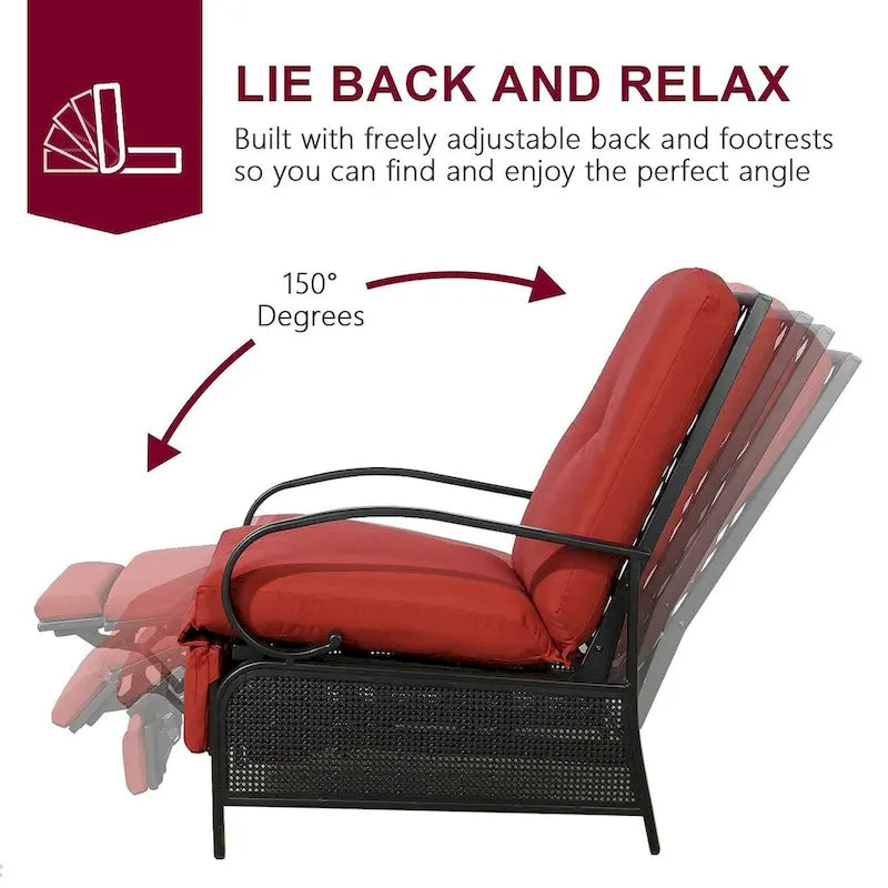 Verstellbarer Relaxsessel für die Terrasse mit Kissen - 38 (D) x 26.5 (W) x 38.5 (H) Zoll