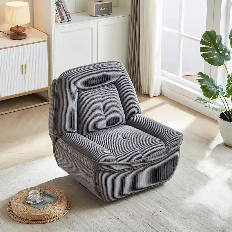Draaibare relaxfauteuil van ribfluweel met voetensteun voor de woonkamer