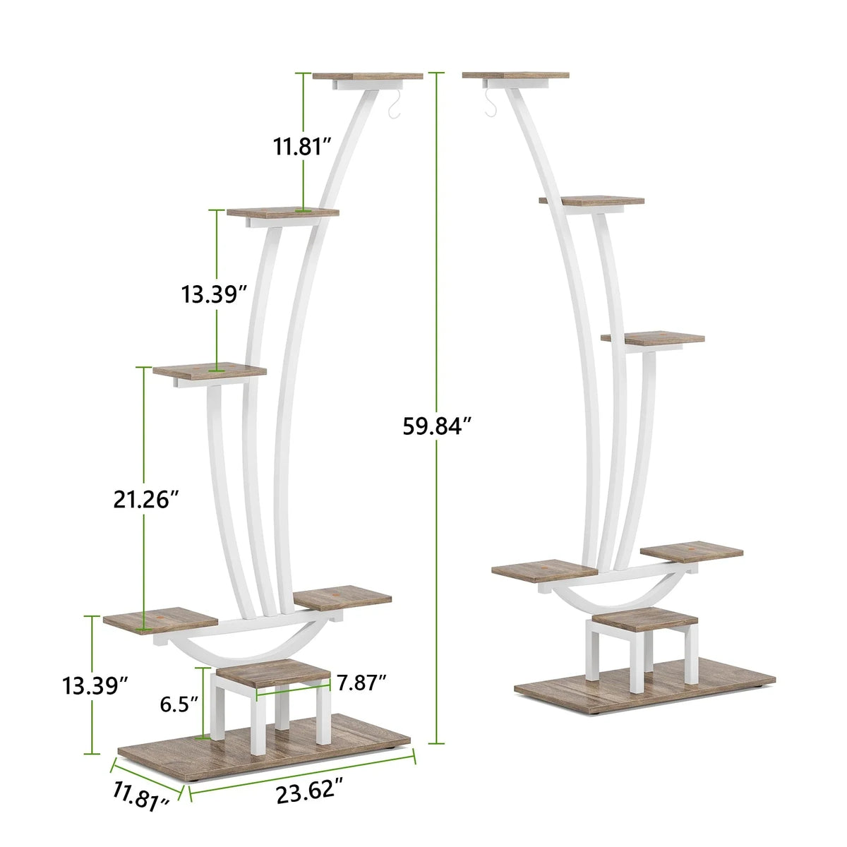 Pflanzenständer für Innenräume, sechsstufiges Blumenregal für Haus und Garten - 2er-Set