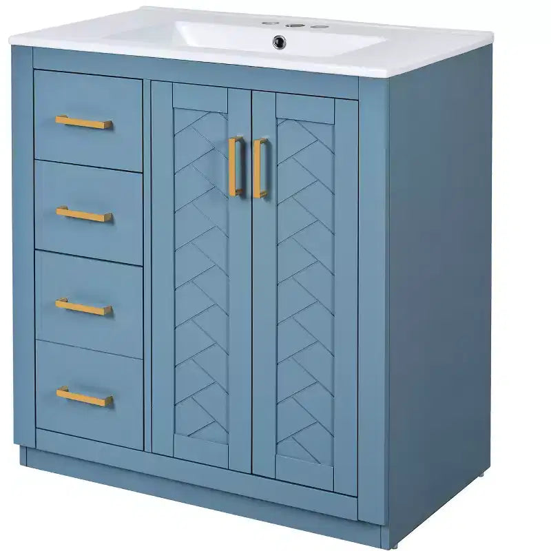 30 Badezimmer-Waschtischunterschrank mit einem Waschbecken, Schrank und 3 Schubladen ??Schwarz / Blau / Grün / Indigo / Weiß