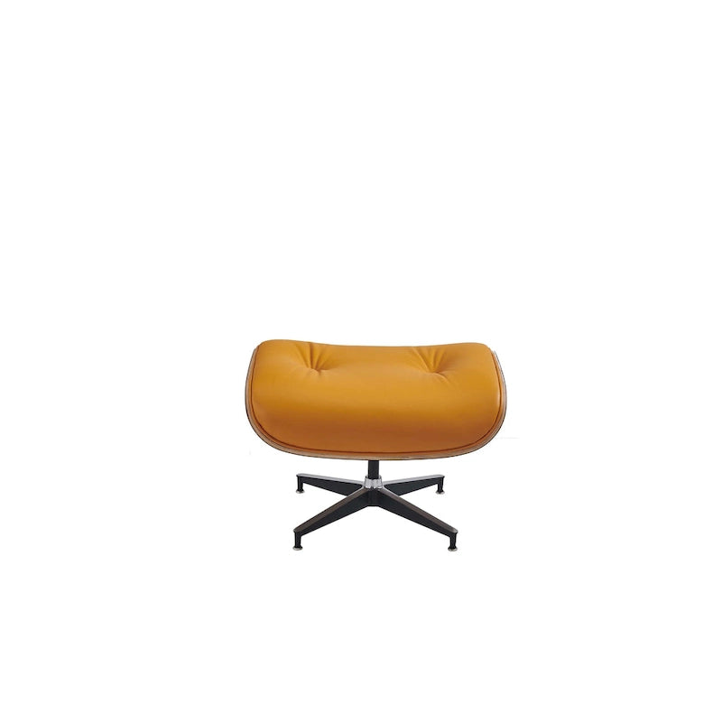 Moderne leren loungestoel met armleuningen, mid-century-stijl