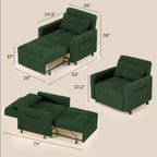 Canapé-lit convertible 3 en 1 avec réglage ajustable, fauteuil-canapé avec lit escamotable, lit pliant convertible pour le salon