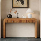 Console rustique Whisen, table d’entrée et table d’appoint avec façade de tiroir cannelée