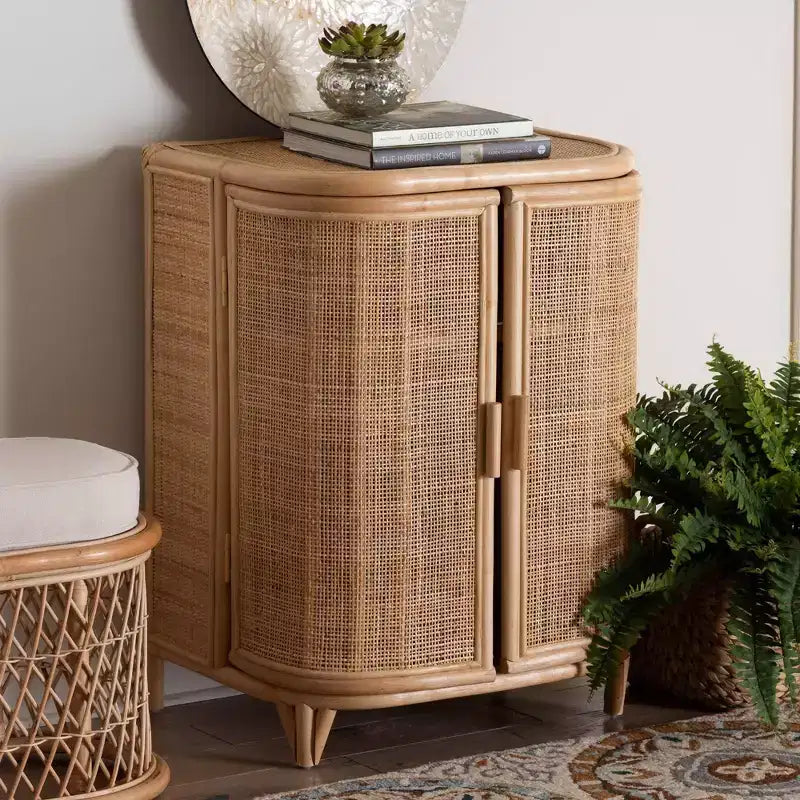 bali & pari Yanka natuurlijke opbergkast van rotan: handgemaakt, met 2 planken, bohemien design