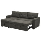 Canapé d’angle convertible et réversible avec lit escamotable, méridienne avec rangement dissimulé et pieds robustes