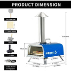 Multibrandstof-pizzaoven voor buiten, voor steenovenpizza, met gasbrander en houtbox - 12 inch