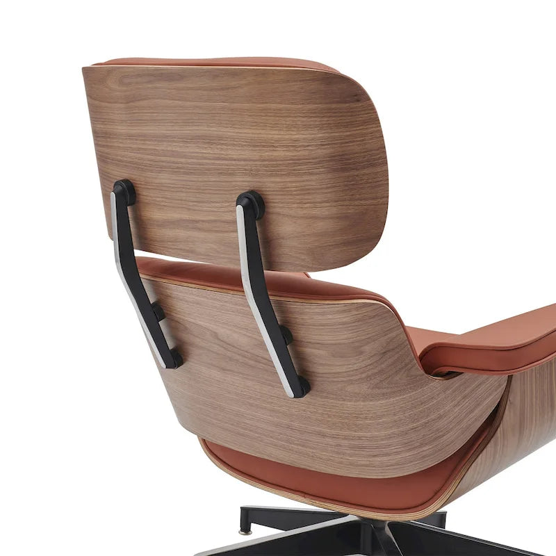 Moderne leren loungestoel met armleuningen, mid-century-stijl