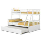 Lit superposé Gymax, couchage haut 1 place et couchage bas 2 places, avec lit gigogne 1 place et plateforme convertible