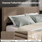 CuisinSmart bedframe van ribfluweel met hoofdbord, gestoffeerd platformbedframe met 4 opbergladen en houten lattenbodem