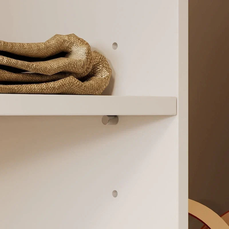 Armoire d’angle avec 2 tringles à vêtements, porte-pantalons et rangement à chaussures