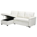 Canapé d’angle convertible et réversible avec lit escamotable, méridienne avec rangement dissimulé et pieds robustes