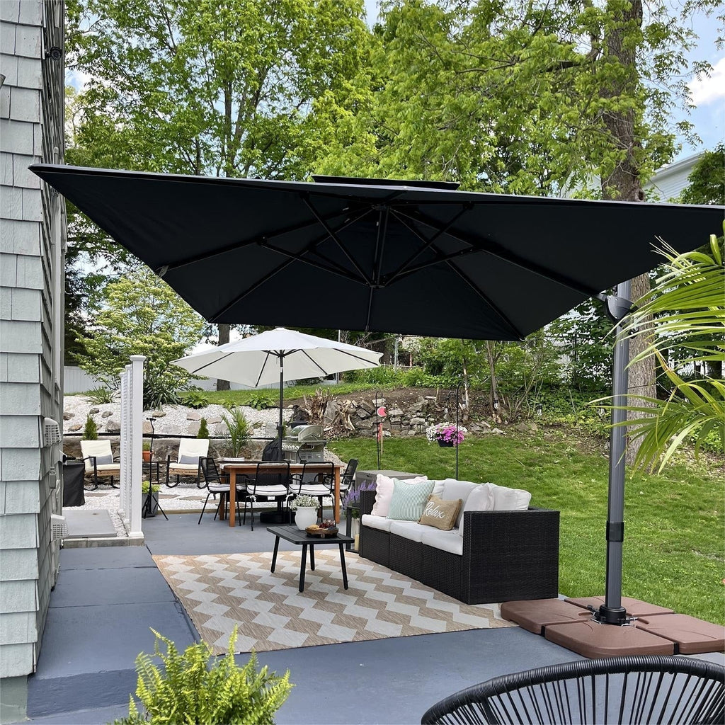 MAISON ARTS parasol boczny 12 FT z automatycznym podnośnikiem hydraulicznym, aluminiowym masztem i obrotem o 360 stopni