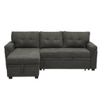 Canapé d’angle convertible et réversible avec lit escamotable, méridienne avec rangement dissimulé et pieds robustes
