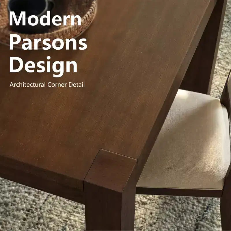 Moderne eetset - 80 tafel + 6 gestoffeerde stoelen, massief houten frame, tafelcapaciteit van 400 lbs, eenvoudig te monteren