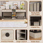 82 Double Dog Crate Furniture, Large Dog Kennel Indoor for 2 Dogs, Heavy Duty Wooden Dog Crate TV Stand with 4 Drawers and Shelves