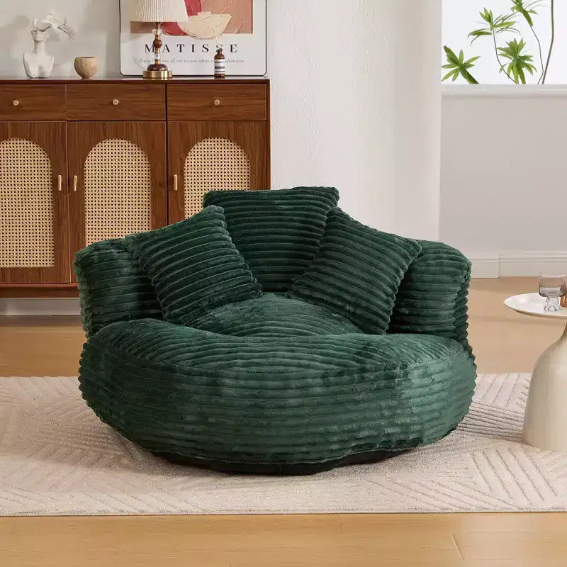 Sofa typu bean bag dla dorosłych i dzieci, duży fotel typu bean bag z sztruksu, 3 poduszkami i podłokietnikami do salonu lub sypialni
