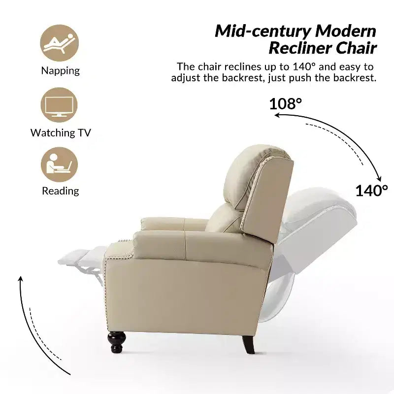 2er-Set moderner Ohrensessel aus Echtleder Elisabete mit Vintage-Nagelkopfverzierung für Wohnzimmer und Schlafzimmer| ART OF LIVING DESIGNS