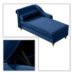 Elegante Franse chaise longue met fluwelen bekleding, opbergruimte en een kussen