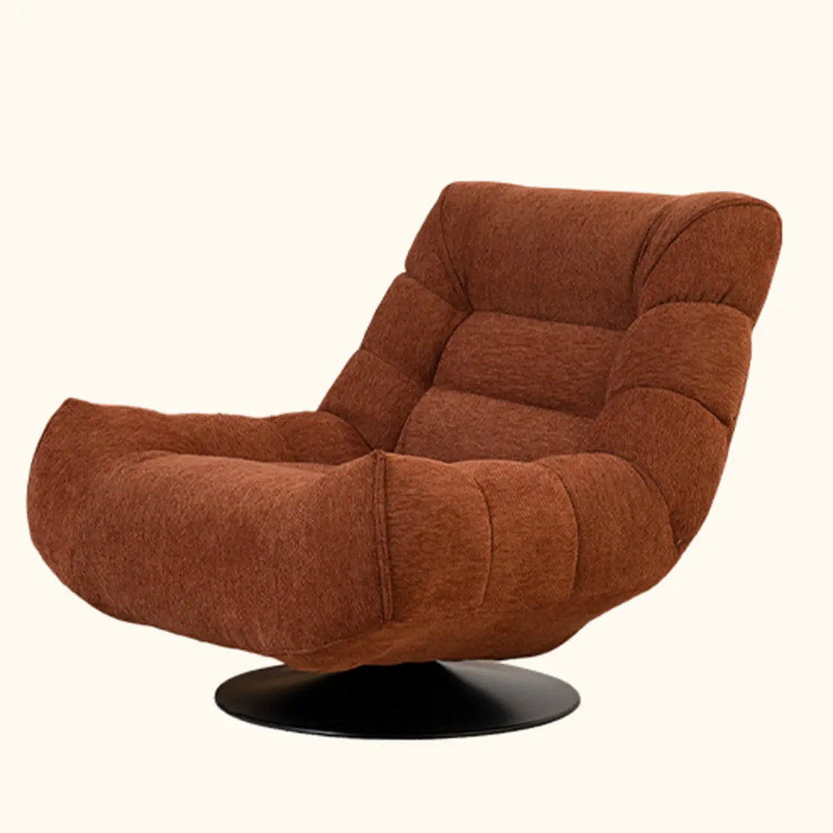 Fauteuil d'appoint pivotant en tissu chenille jaune capitonné