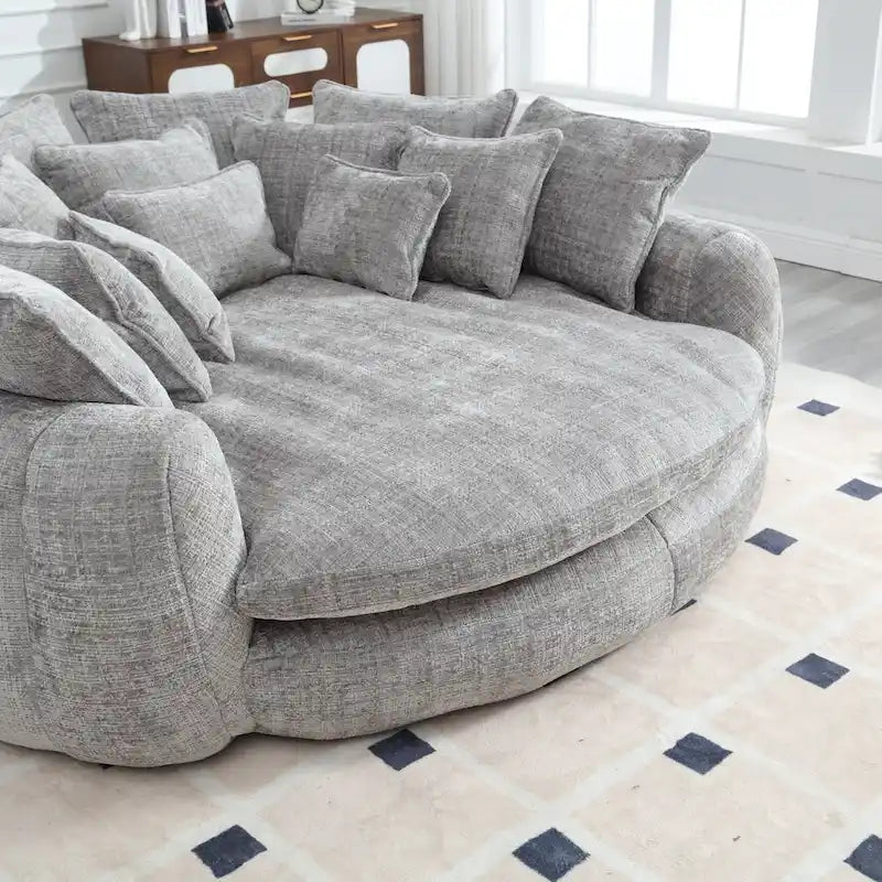 Comfortabele tweezits slaapbank met afgeronde rugleuning, extra grote slaapbank met armleuningen